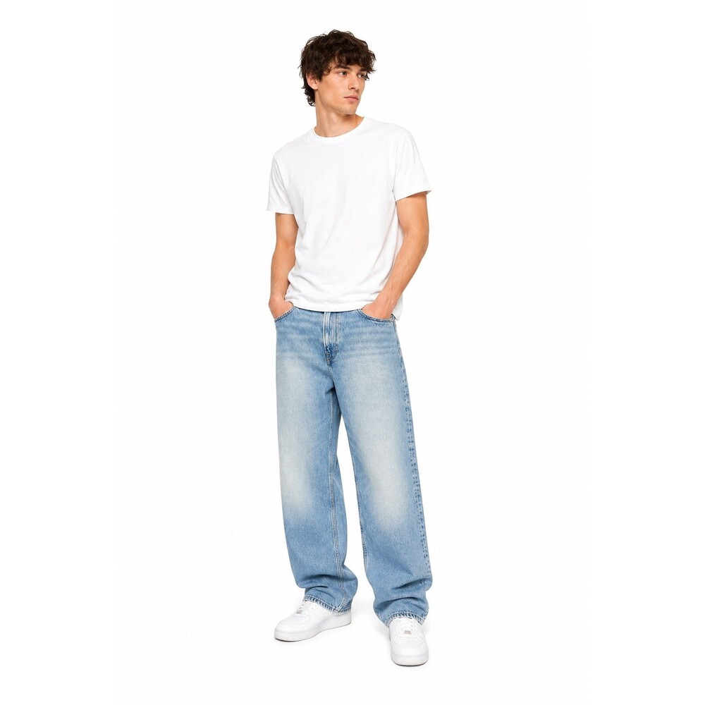 H&M Loose Fit Light Wash Baggy Denim Jeans Men's 31x32 Relaxed Straight Leg - Picture 9 of 9
